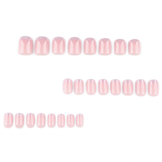 Simple French gradual change light gray purple manicure nail piece short square short fake nail removable wearable nail wholesale｜365nails