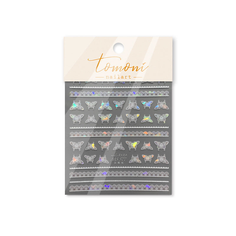 365nails: "Holographic Lace and Butterfly" – nail art stickers