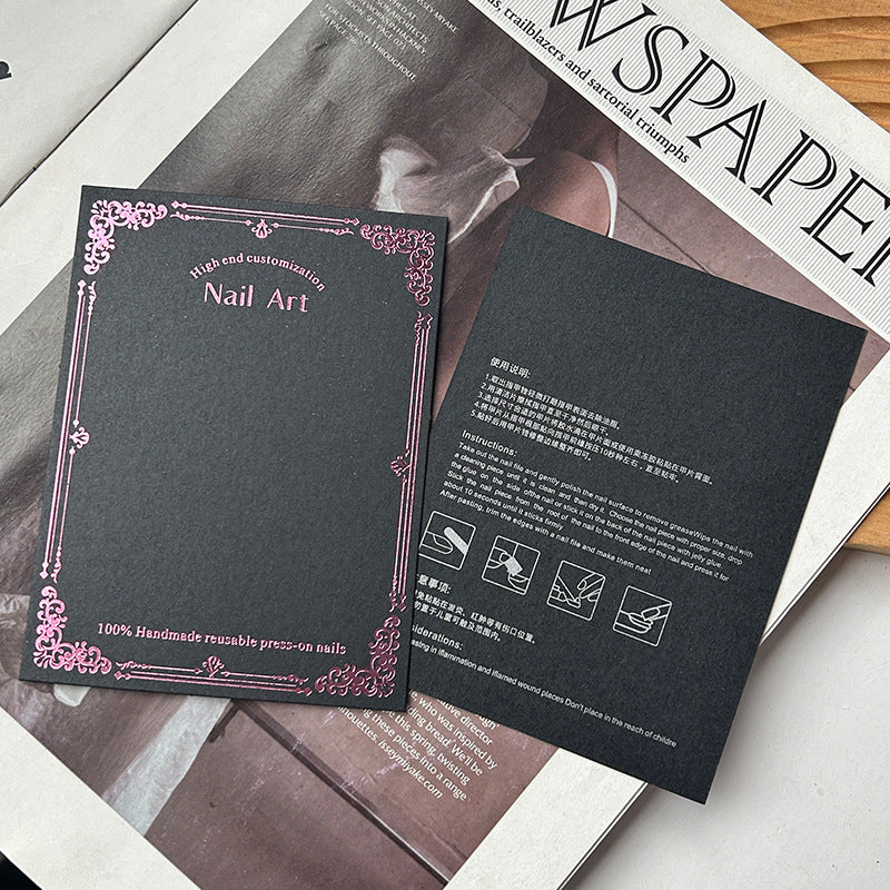 Pink Gradient Cotton Texture Nail Display Card – Elegant Press‑On Nail Packaging Background Card