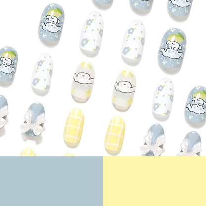 Internet celebrity cute cartoon Yugui dog wearing armor short round nail piece finished product wholesale  bow nail piece｜365nails