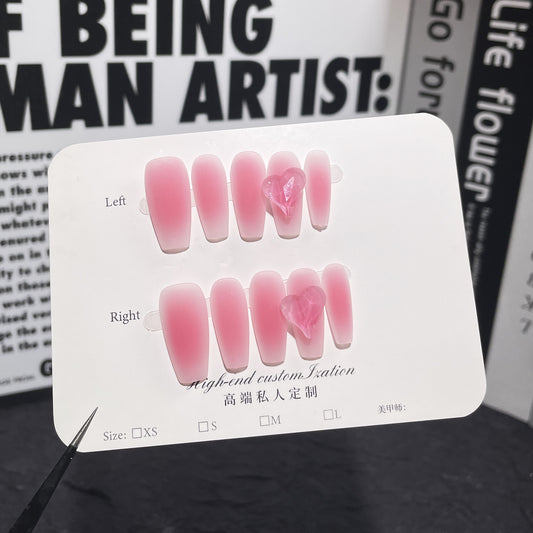 Simple and pure desire wind Handmade press on nails crooked heart matte texture advanced nail patch  sticker｜365nails