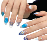 Blue Floral Gradient Chic Summer Press On Nails