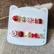365nails：「歡樂紅蘋果」– 短款 圓形 手工製 兒童 穿戴甲