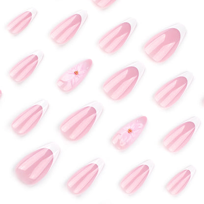 3D White Flower French Press-on nails【MOQ 5｜×5】