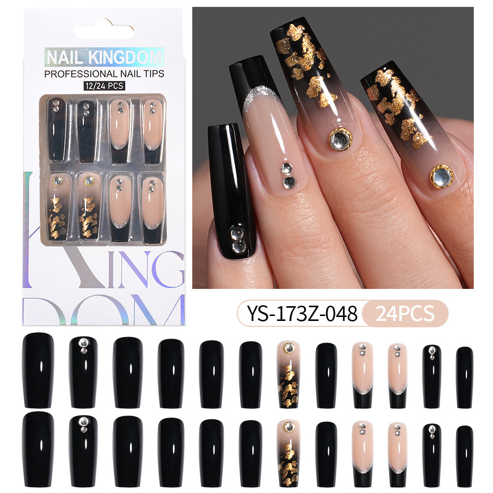 Press on nails fake nail patch extension nail Spice Girl medium rectangle removable 24 pieces with drill manicure