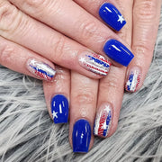 365nails: "Mix & Match Gingham" – Mix & Match Plaid Star Printed Oval Nails