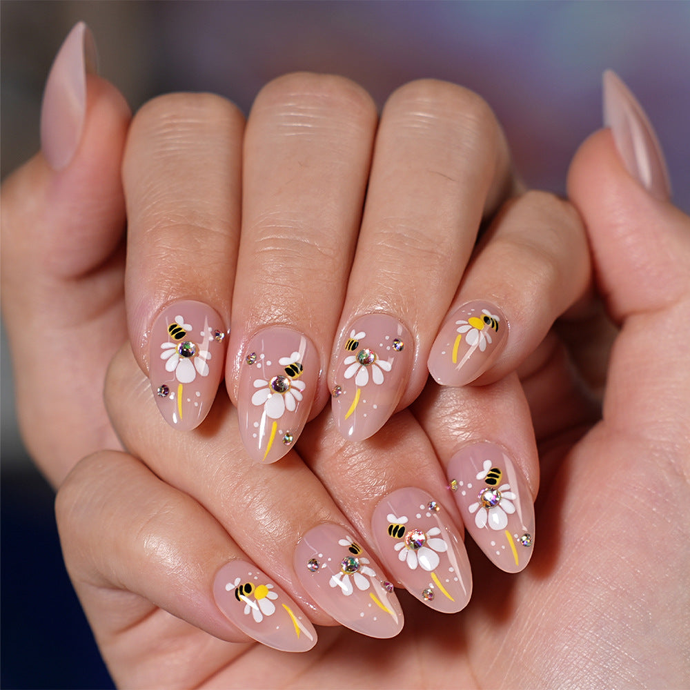 "Spring Daisy French" - Floral 32Pcs Press-On Nails Set