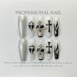 [Purely handmade real shot] Retro advanced personalized style manicure Croxin punk cross popular wear nails | 365nails