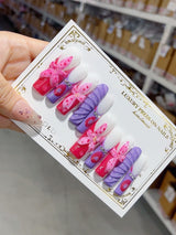 Bold Floral Ombre Sculpted Press On Nails