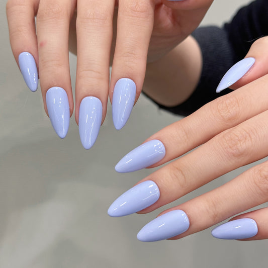 Women's Light Blue Purple Almond Solid Color Simple Daily Foot Nail Art press-on nails Products | 365nails