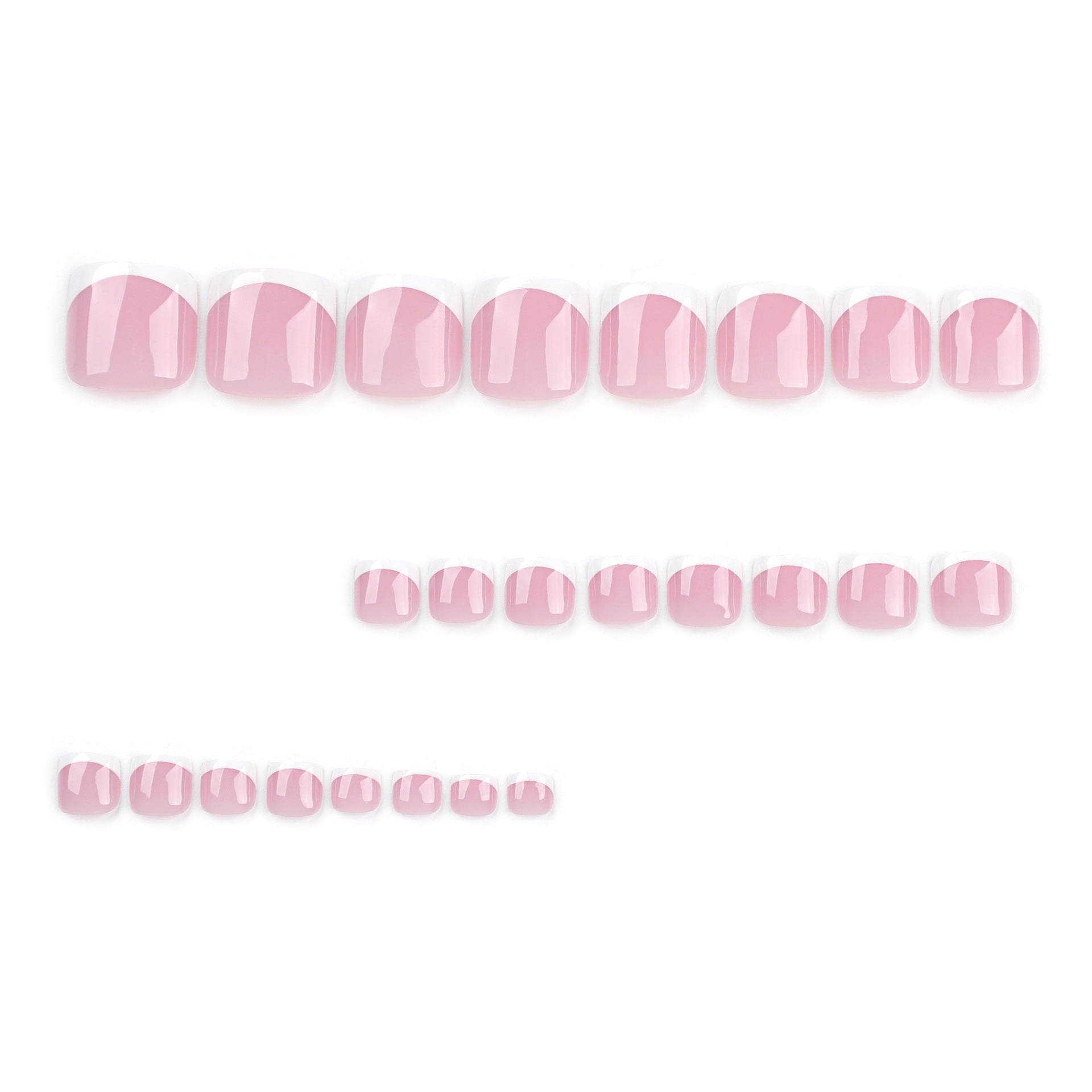 經典簡約裸色法式白邊足部趾甲片成品批發｜365nails