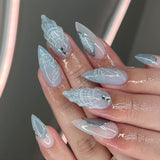 hot-selling  pads finished products wholesale cool color 3D water drop shell manicure almond ｜365nails
