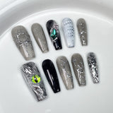 Handmade Press-on Nails Cold Yabi Cyberpunk Future Technology Sense  Spice Girls Fake Nails｜365nails