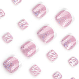 Short Wear Foot Nail Removable French Toenail Patch Nail Patch New White Striped Foot Nail Art Wholesale｜365nails