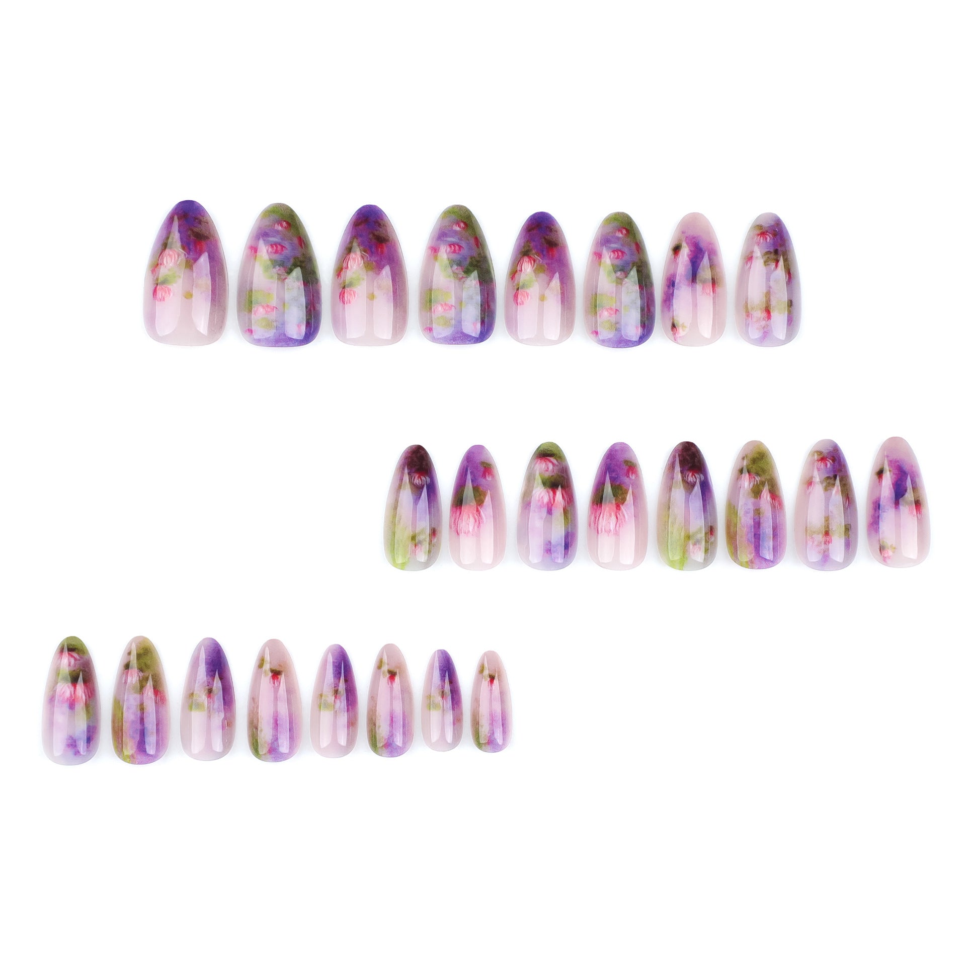 365nails 夏季新款 蓮花暈染短款杏仁形成品穿戴甲