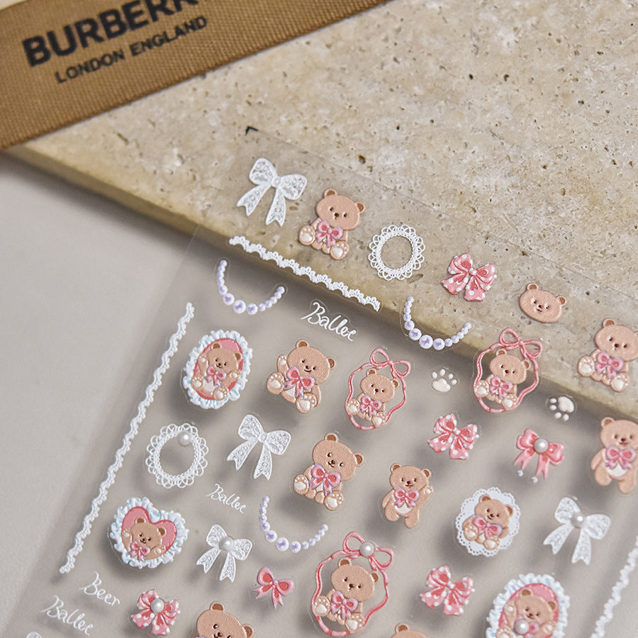 365nails: "Crystal Teddy Bear & Bow" – Nail Art Stickers