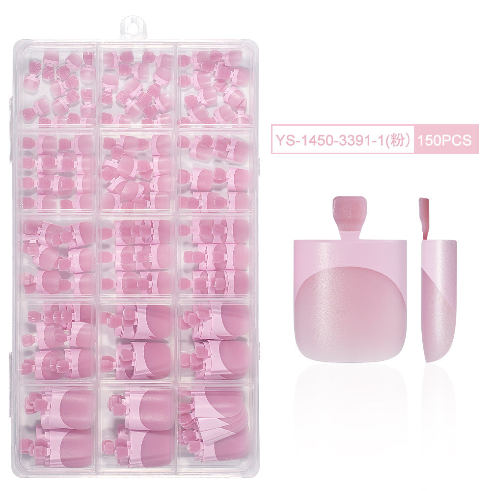 Nail Tips Press-on toenails French Short Foot Nail Nude Traceless Prefabricated (MOQ=3)