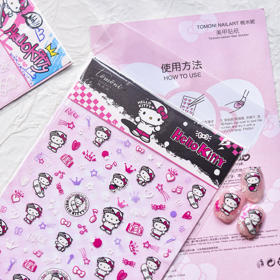 365nails: 헬로키티 핑크 큐트 네일 아트 스티커