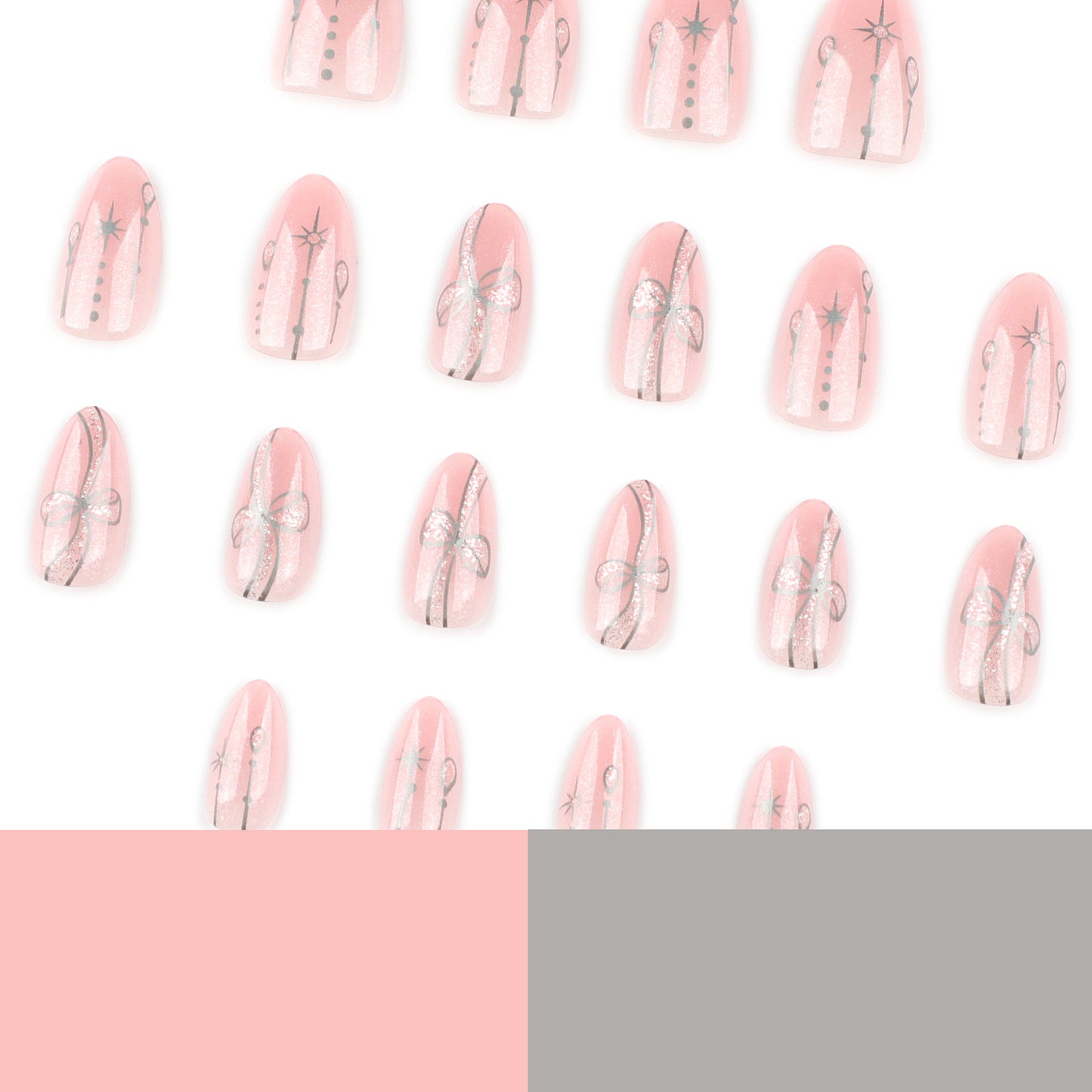 Bohemian short almond light pink press-on nails