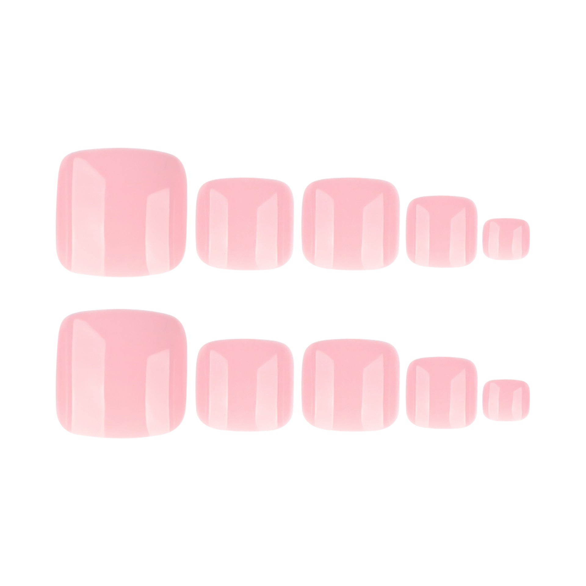 Nude pink solid color short square manicure and pedicure nail chips casual toe nail chips