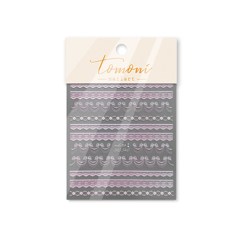Elegant Lace Ribbon Collection: "White Lace" – 3D Embossed Nail Sticker