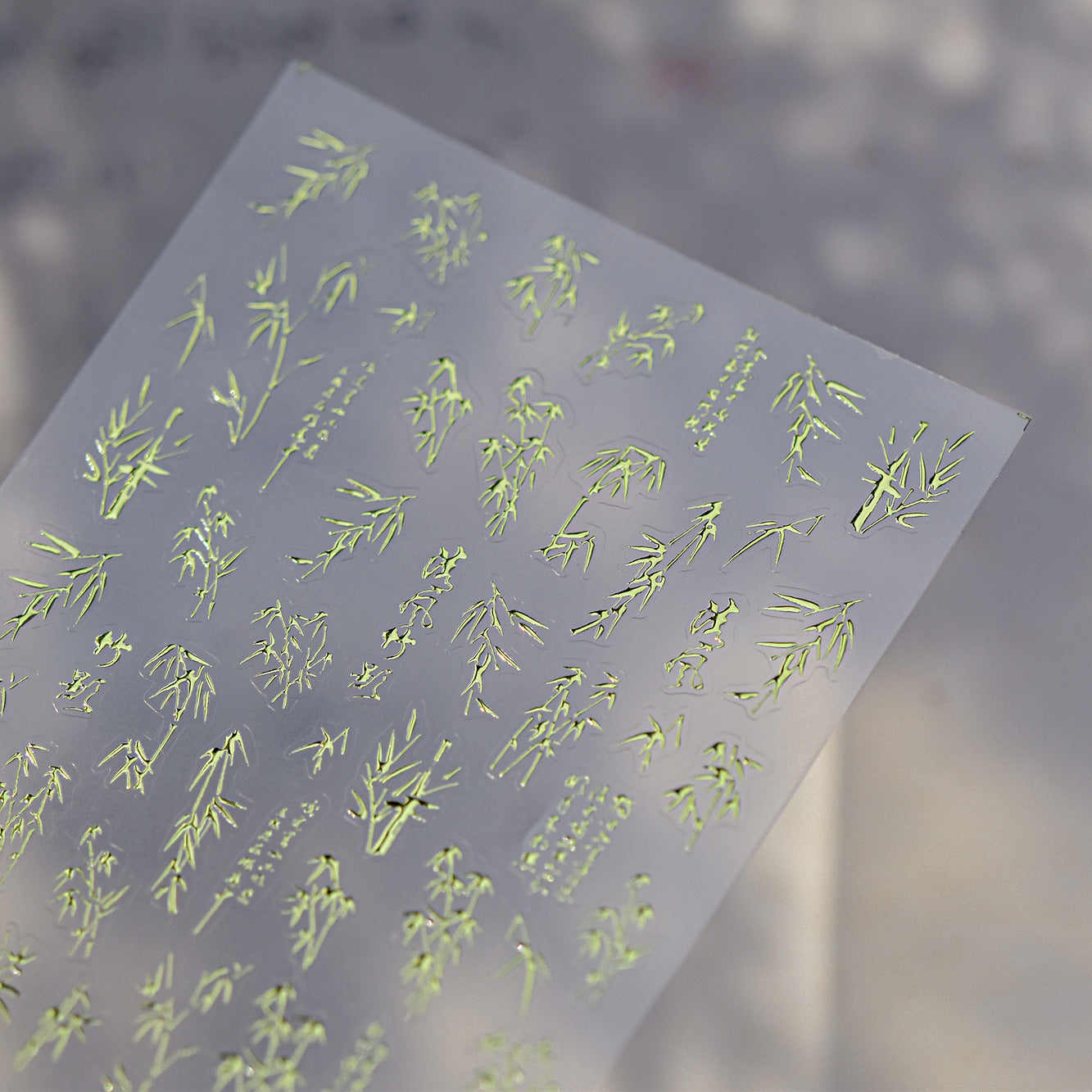 金色竹葉：「雅致綠竹」—5D 浮雕指甲貼