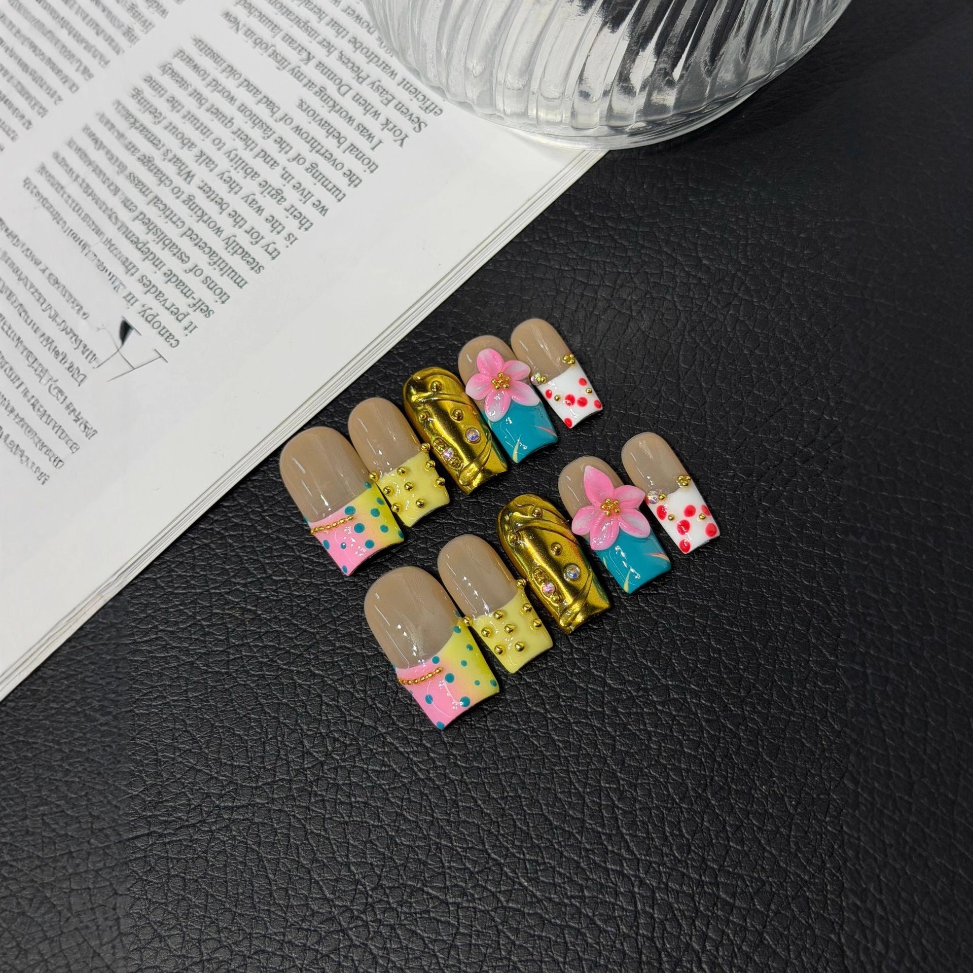 365nails: "Candy Bloom" – 3D 플로럴 & 젤리 수제 스퀘어형 네일
