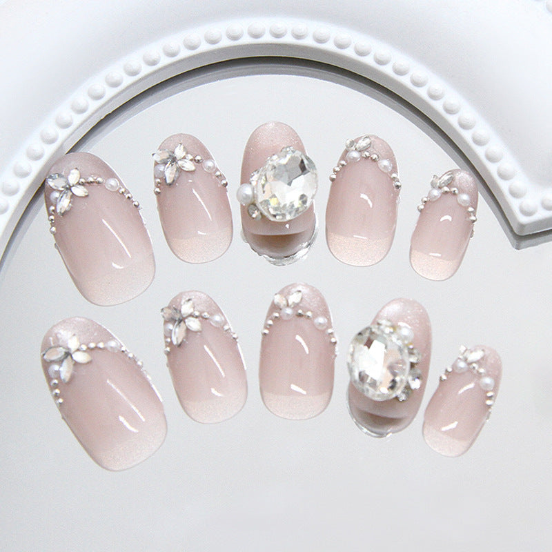 Pontas de unha pré-fabricadas, flash de unha de gato, francesa, pérola, pilha, diamante, doce, manicure removível, 30 peças｜365 unhas