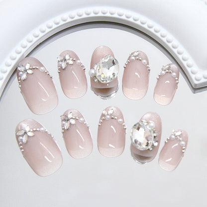 Pontas de unha pré-fabricadas, flash de unha de gato, francesa, pérola, pilha, diamante, doce, manicure removível, 30 peças｜365 unhas
