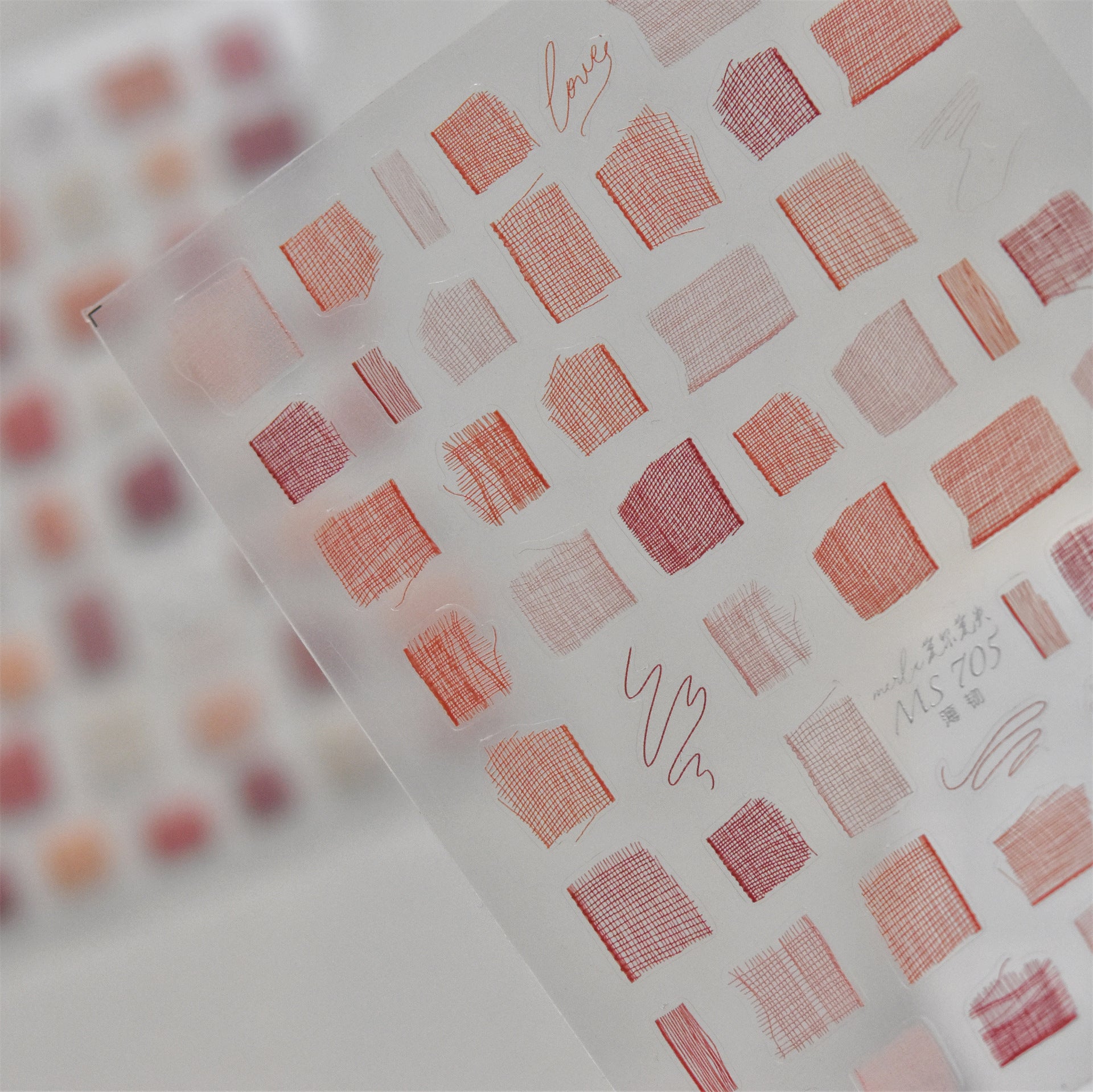 365nails: 테라코타 붓터치 스퀘어형 엠보싱 세트 – 네일 아트 스티커