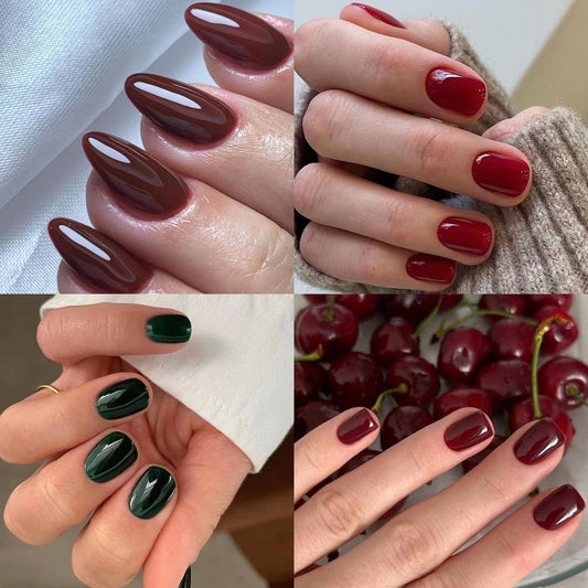 Factory direct sales of 24 pieces of manicure classic solid color wearable nail film short wearable removable nail film wholesale｜365nails