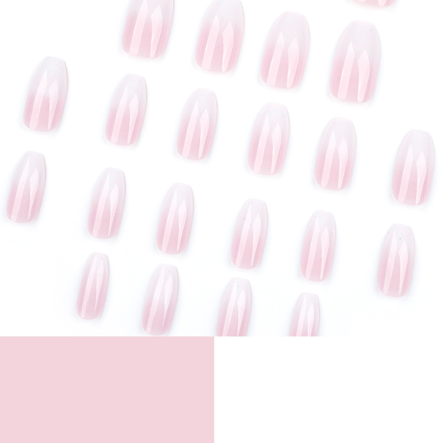 simple wearing nail powder white gradual change splicing wearable nail short ballet manicure fake nail wholesale｜365nails