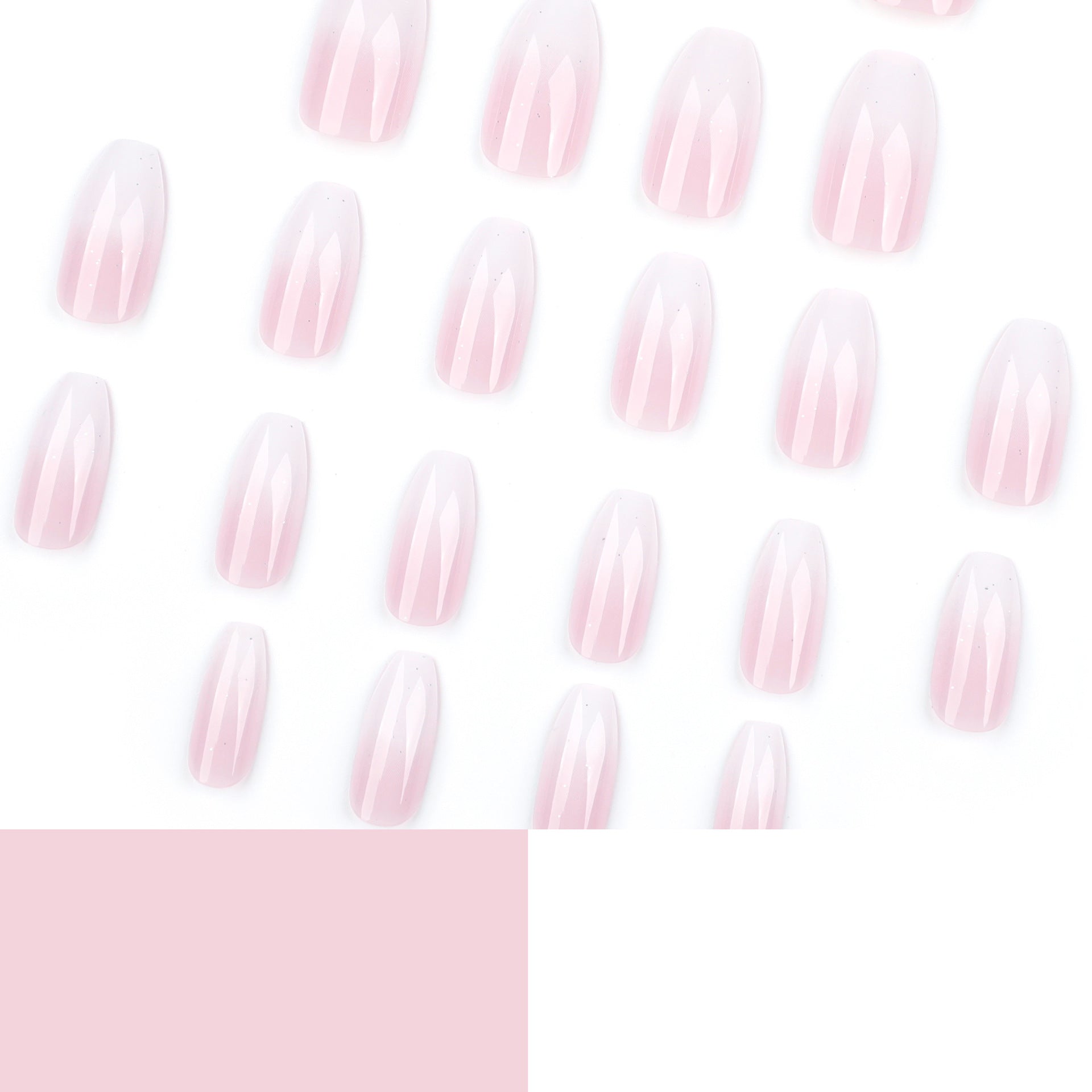 簡約粉白漸變拼接短款芭蕾形穿戴甲 批發｜365nails