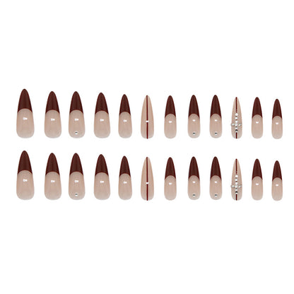 Angola red flash French cross atmosphere   removable nail art piece press-on nails 24 pieces｜365nails