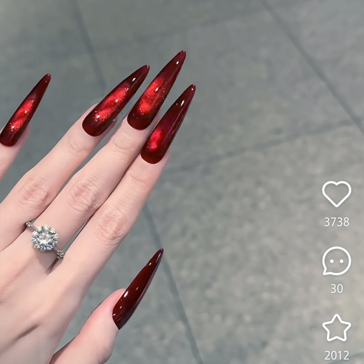 365nails Gothic: "Vampire's Kiss" – Extra Long Stiletto Deep Red Press On Nails