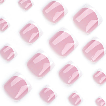 Classic simple nude French white edge foot manicure wear nail wear nail wear foot nail piece finished product wholesale｜365nails