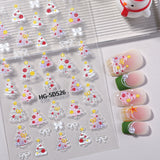 Original Christmas tree manicure sticker 5D relief three-dimensional happy Christmas elements DIY nail sticker HG model