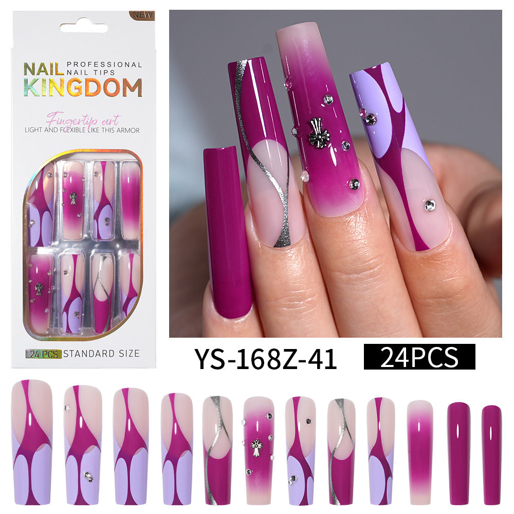 Long press on nails, French versatile patch nail art removable prefabricated fake nail press on nails piece
