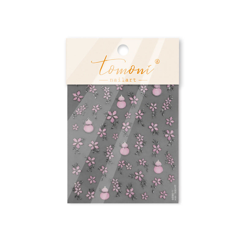 Pink Cherry Blossom Gourd – Elegant Oriental Nail Art Stickers