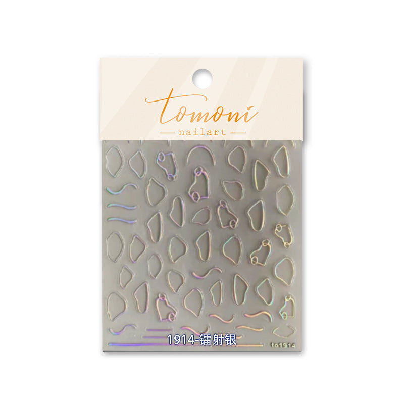 Holographic Geometric: "Iridescent Silver" – 3D Nail Sticker