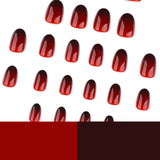 Y2k gothic red and black gradual change short circle press-on nails