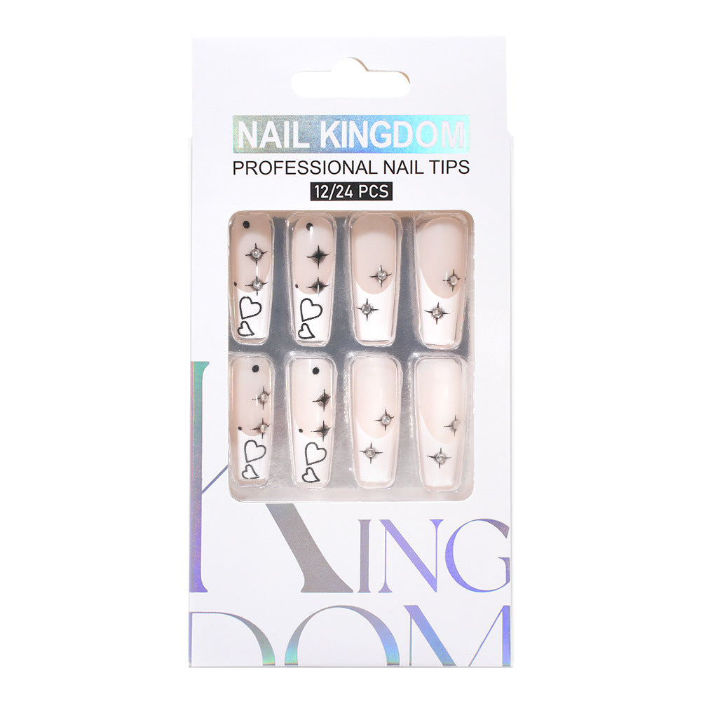 Press on nails fake nail patch extension nail Spice Girl medium rectangle removable 24 pieces with drill manicure