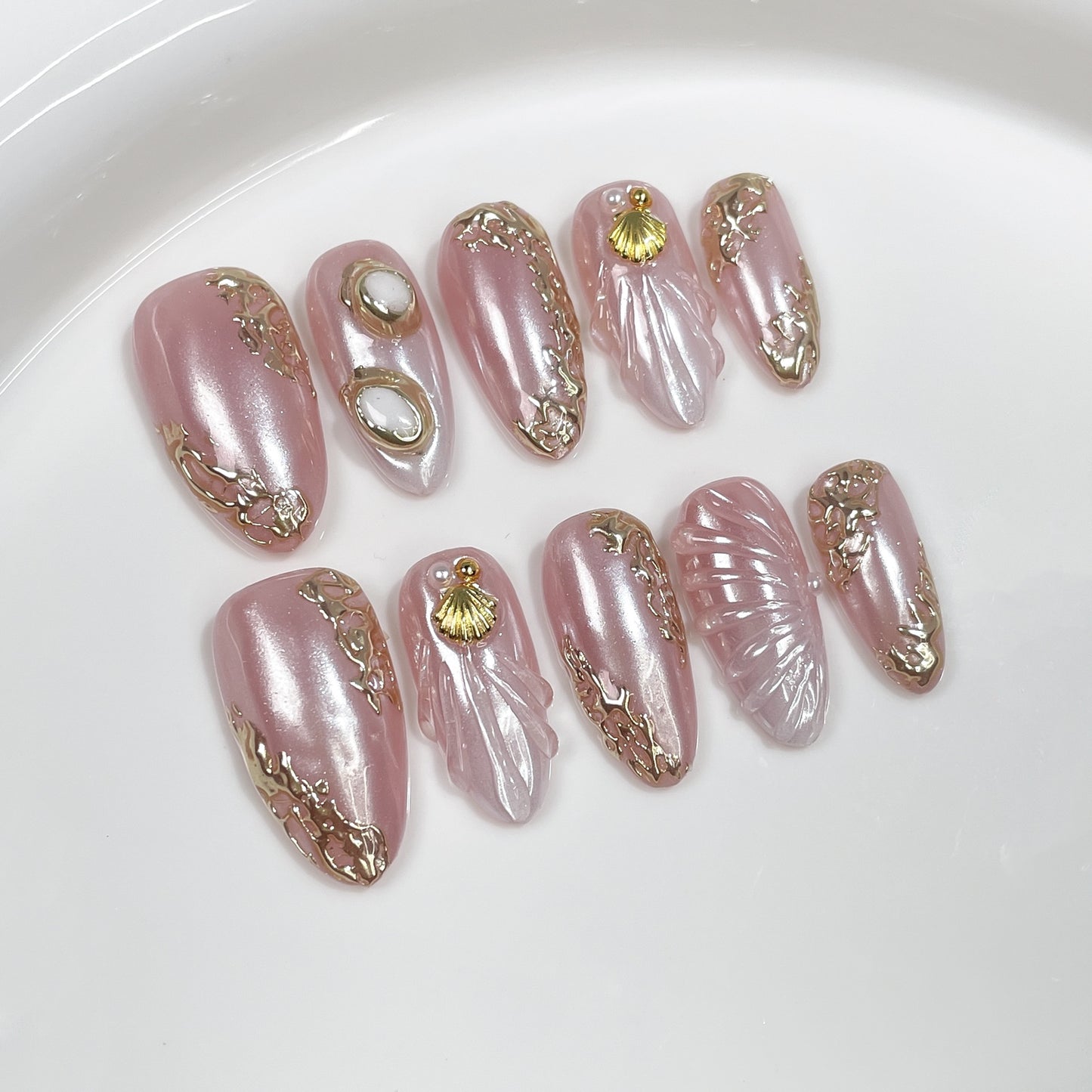 Pearl Shell Elegance Series Press-On Nails