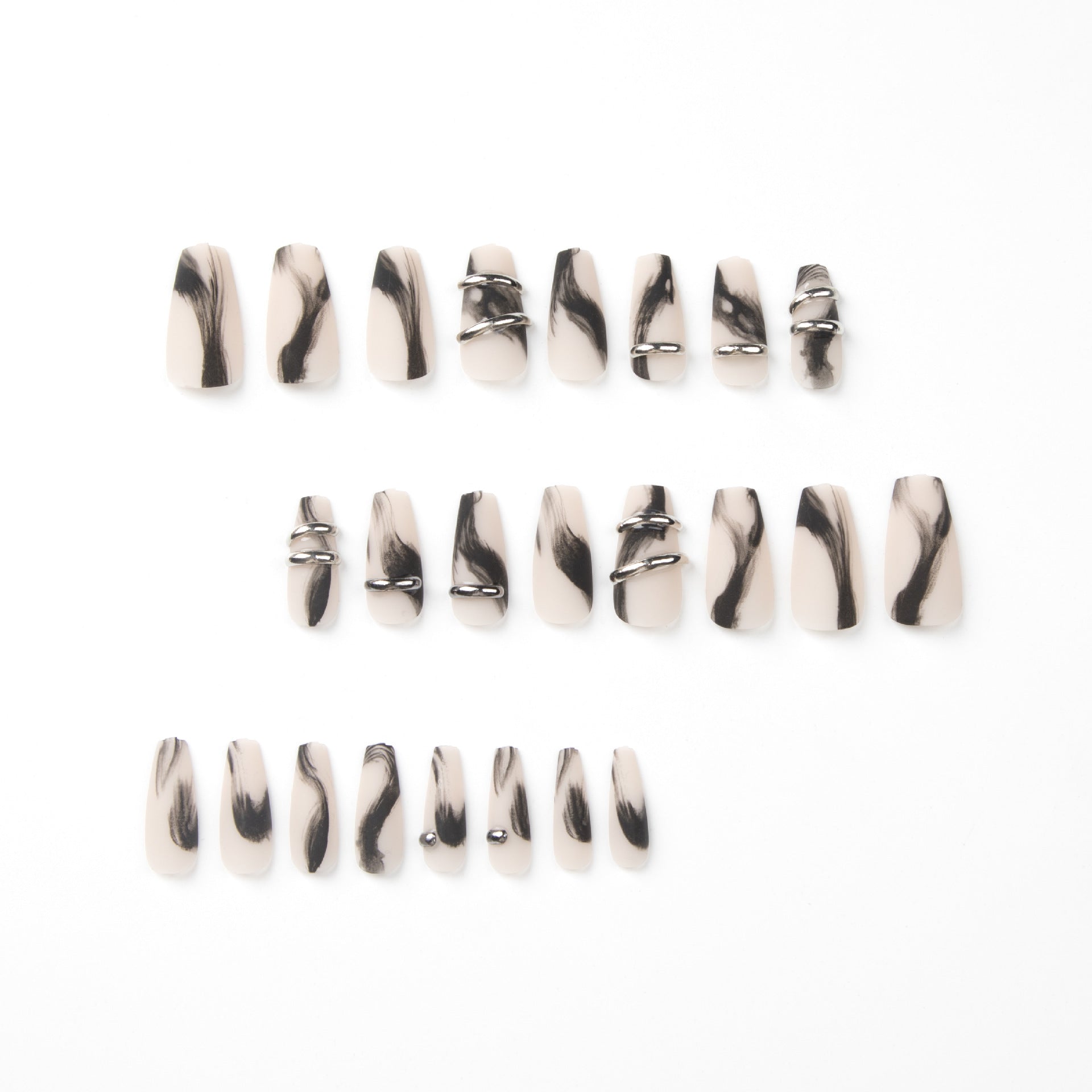 Nail piece Wear nail matte black smudge nail patch Fake nail patch Wear nail medium and long nail patch｜365nails