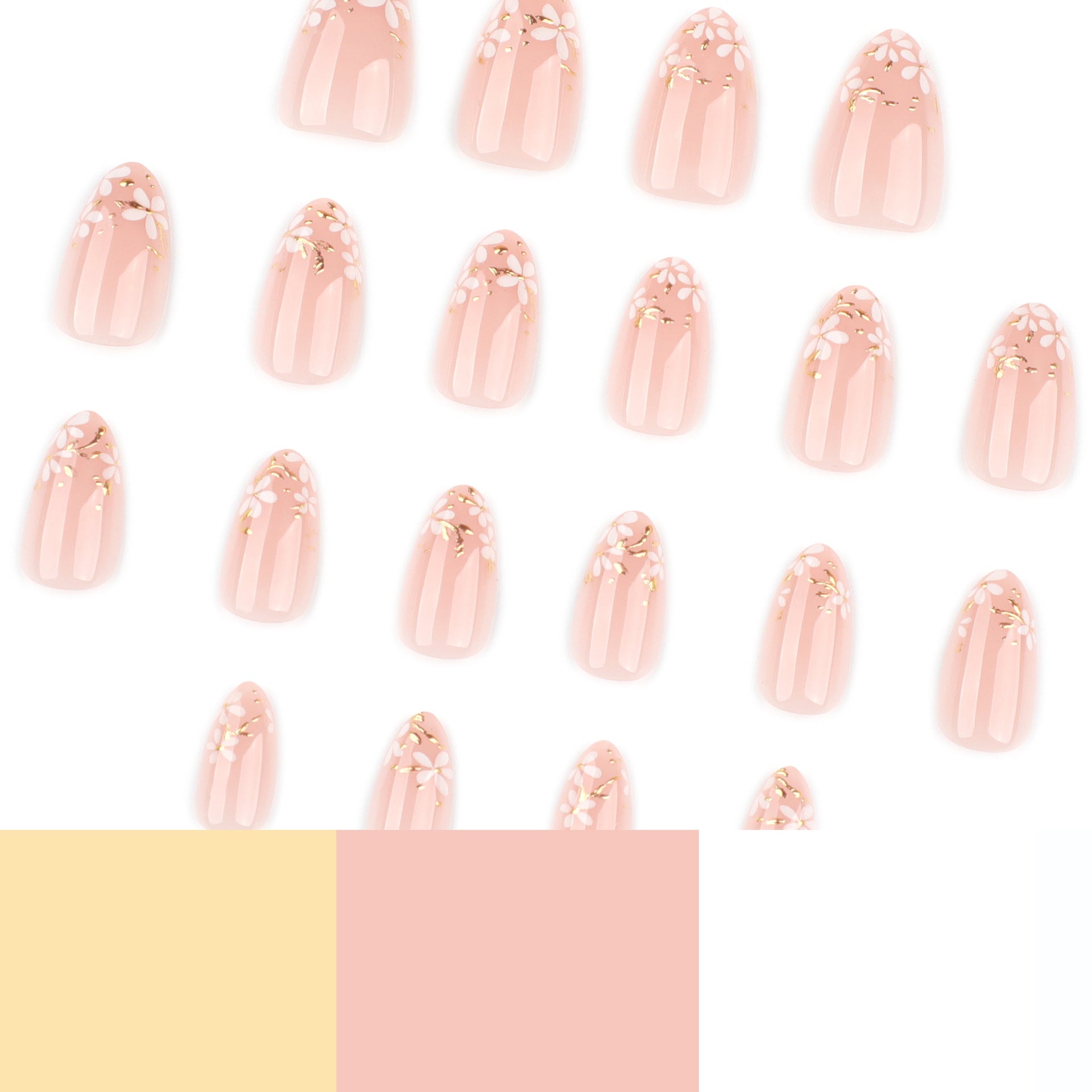 Short Fresh White Flower Simple Almond press-on nails