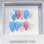 Candy Galaxy: "Starry Bubblegum" – Unhas Postiças Amendoada