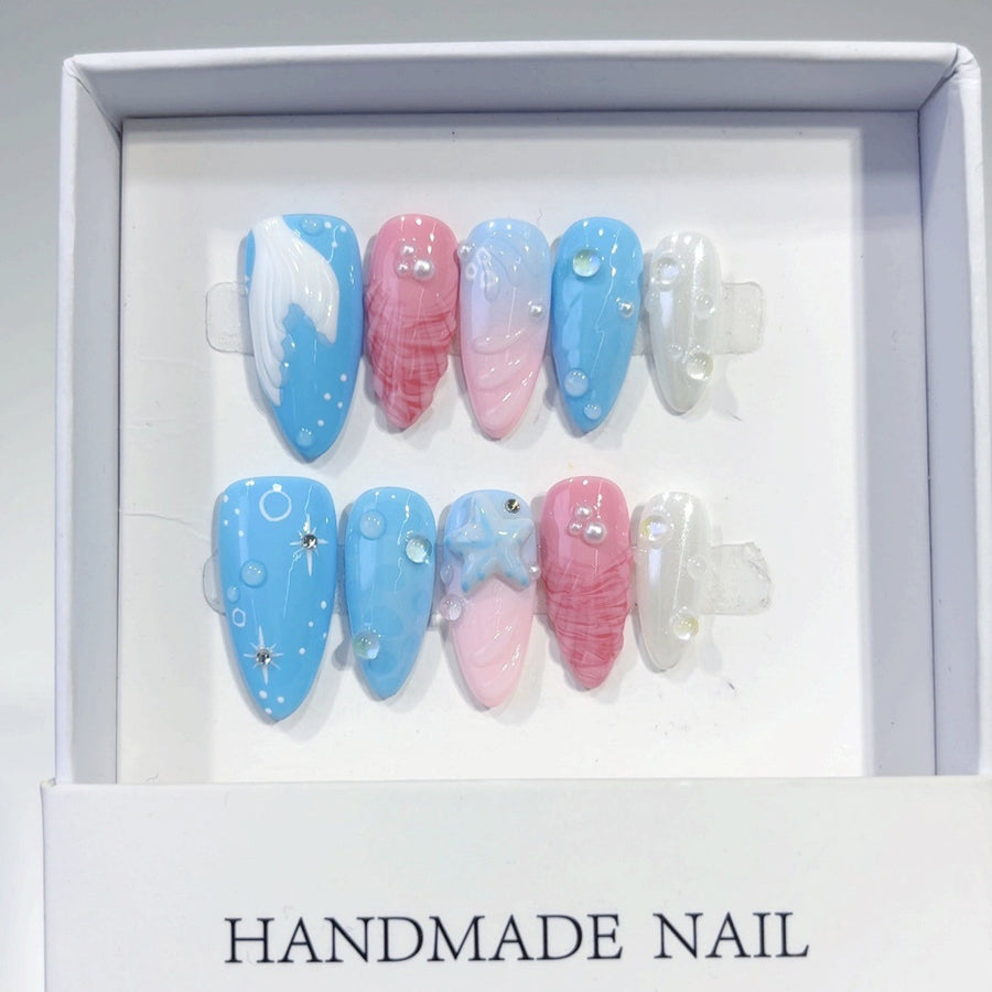 Candy Galaxy: "Starry Bubblegum" – Almond Press-On Nails
