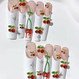 Cherry Garden French Crystal Press On Nail Set