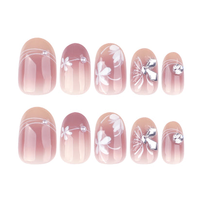 Pure desire blush , new nail art in summer, white flower short round wearing  wholesale｜365nails