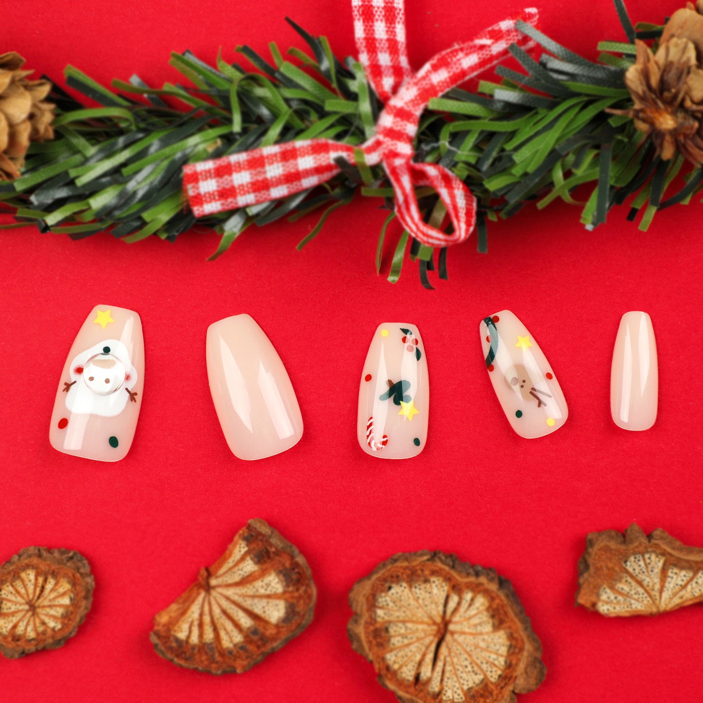 Factory wholesale Christmas manicure short ballet fake nail press on nails removable nail patch finished product wholesale｜365nails